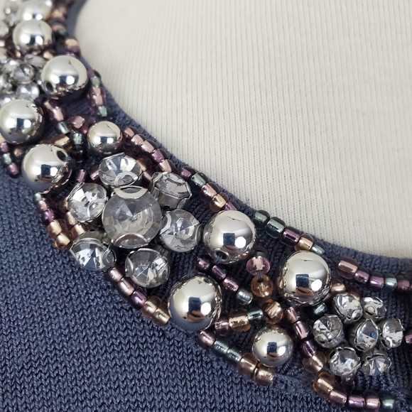 Zara Knit Bead Embellished Neck Top - Picture 5 of 13